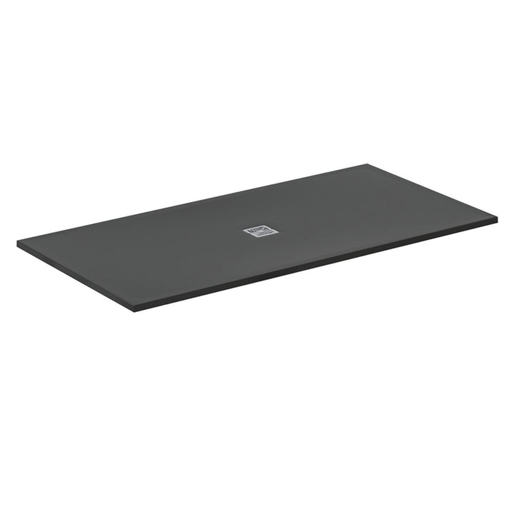 Ideal Standard S+ rechteckige Duschwanne L. 200 T. 100 cm, ultraflach, aus IdealSolid, mit mittigem Abfluss, Schwarz matt ULTRA FLAT T5617FV