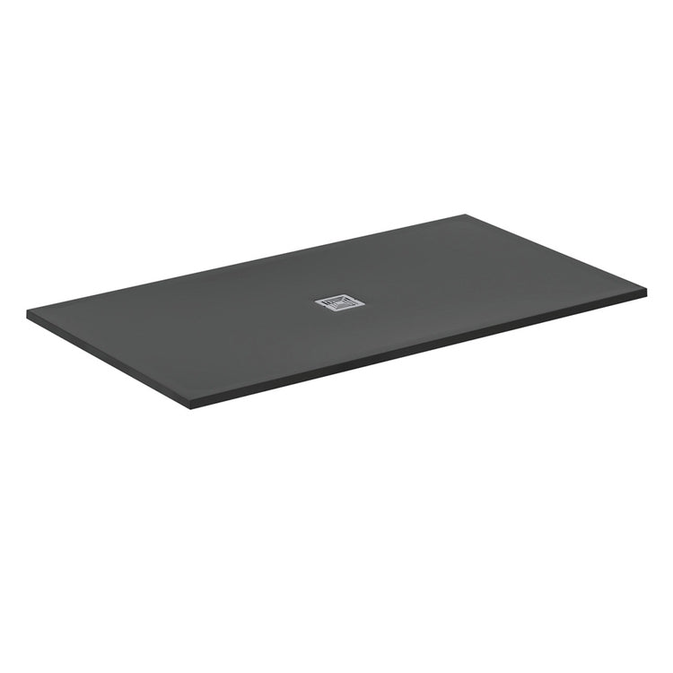 Ideal Standard S+ Duschwanne rechteckig L. 180 T. 100 cm, ultraflach, aus IdealSolid, mit mittigem Abfluss, Schwarz matt ULTRA FLAT T5619FV