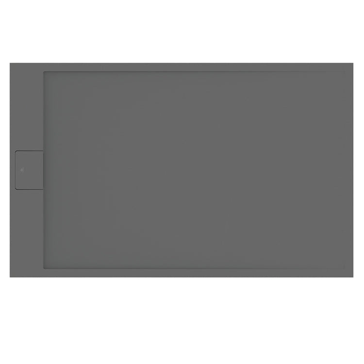 Ideal Standard Rechteckige Duschwanne L. 140 B.90 cm, rutschfest und mit verdecktem Ablauf an der kurzen Seite, aus IdealSolid+, Steineffekt, Farbe Zementgrau, matte Oberfläche ULTRA FLAT S I.LIFE T5592FS