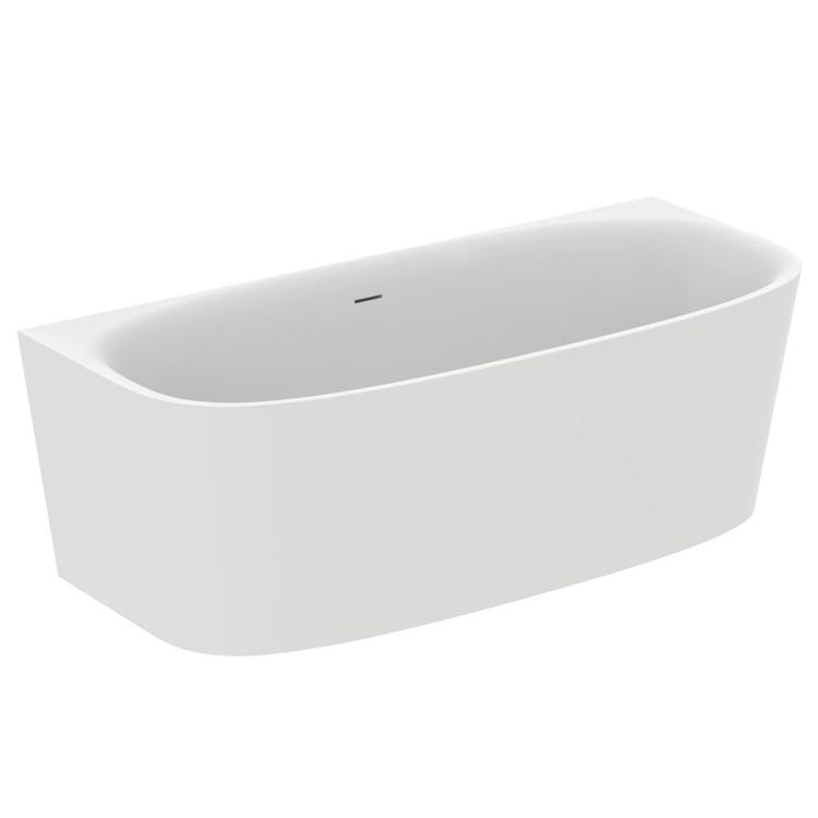Ideal Standard Badewanne 180 cm Wandmitte, ausgestattet mit Ablaufstutzen und Gestell, Farbe Seidenweiß, mattes Finish DEA T9940V1