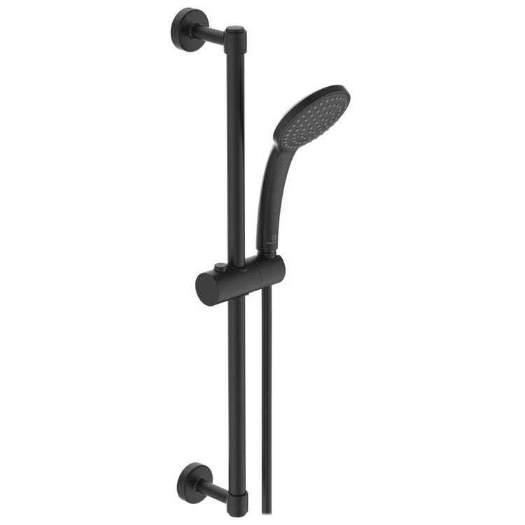 Ideal Standard Duscharm mit Handbrause M1 Ø 10 cm mit 1 Funktion, flexibler Schlauch 175 cm, Schwarz matt IDEALRAIN BD142XG