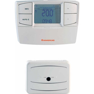 Immergas (Modulierender Fernbedienungsfreund ohne Kabel) Modulierendes, kabelloses, hintergrundbeleuchtetes Raumthermostat mit Fernsteuerung der Befehle CAR V2 WIRELESS 3.021623