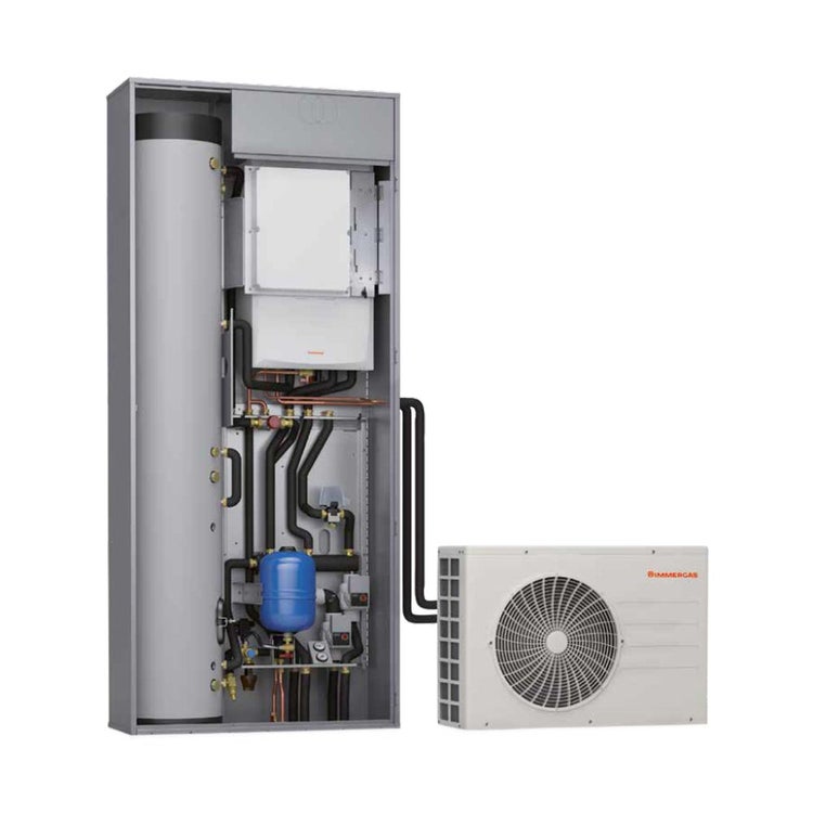 Immergas Kit Magis PRO 4 V2 R32 mit Trio V2 PRO System Einphasen Luft-Wasser-Wärmepumpe mit Hydronikgruppe, für Zwei-Zonen-Anlagen 3.030606+3.027830+3.026303