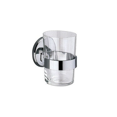 Inda Wand-Glashalter, mit Glas aus extra klarem transparentem Glas, Chromoberfläche HOTELLERIE A04100CR03