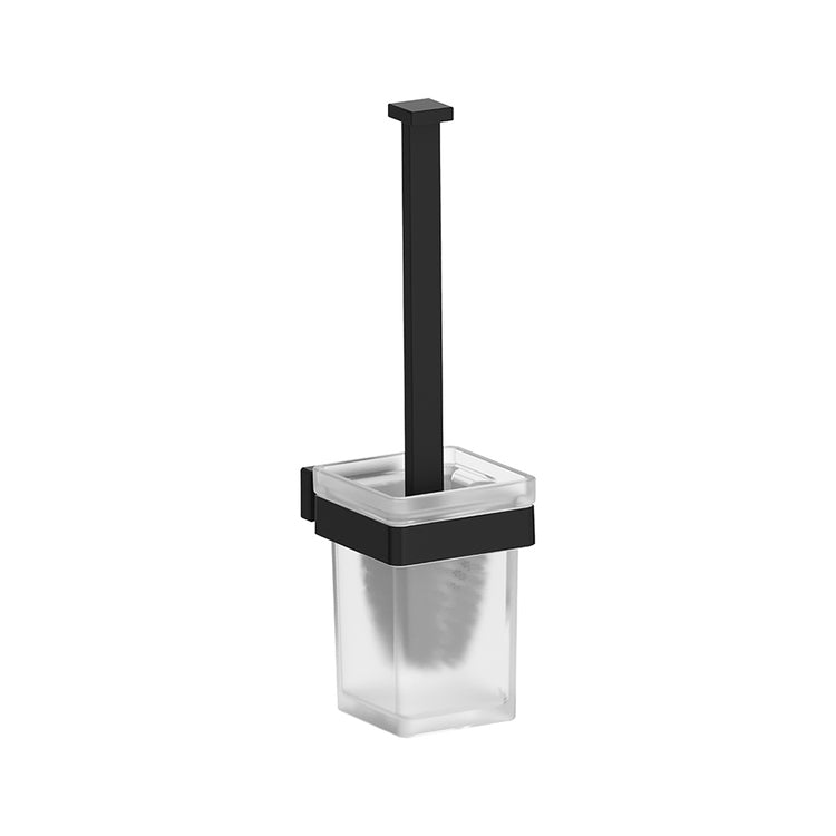 Inda Wand-WC-Bürstenhalter mit Becken aus satiniertem Glas, Bürste Farbe Schwarz LEA A1814BNE21