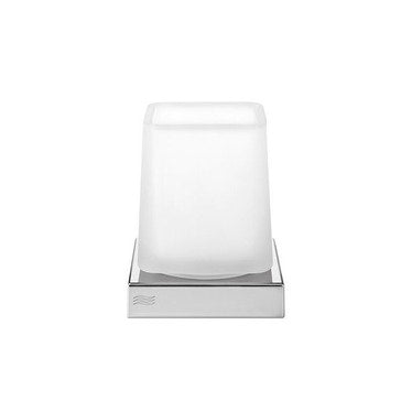 Inda Becherhalter zum Aufstellen, Chrom-Finish, mit Glas aus extra klarem Glas, transparentes Finish DIVO A2010ZCR03
