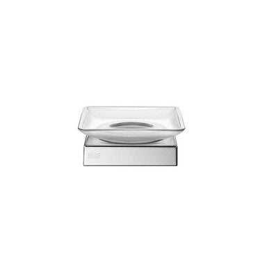 Inda Seifenschale zum Aufstellen, Chrom-Finish, mit Schale aus extra klarem Glas, transparentes Finish DIVO A2011ZCR03