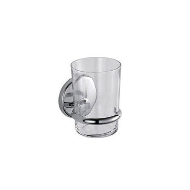 Inda Wandbecherhalter mit Glasbecher aus extra klarem Transparentglas, Chromoberfläche COLORELLA A23100CR03