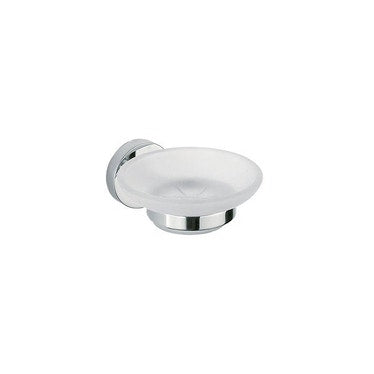 Inda Wandmontierte Seifenschale mit Schale aus satiniertem Glas, Chrom-Finish FORUM A36110CR21