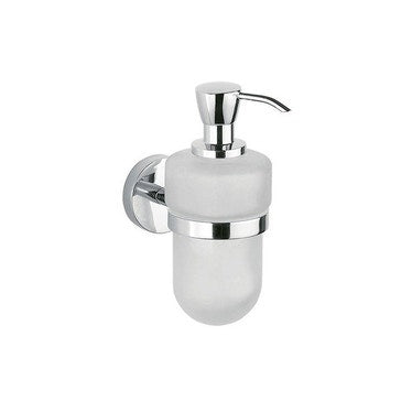 Inda Wand-Seifenspender mit Behälter aus satiniertem Glas, Spender aus verchromtem Messing FORUM A36120CR21