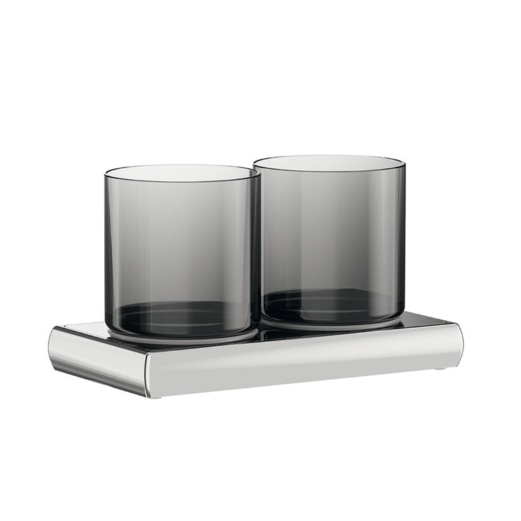 Inda Doppel-Getränkehalter zum Aufstellen, Chrom- und Rauchglas-Ausführung CLAIRE A7110WCR04