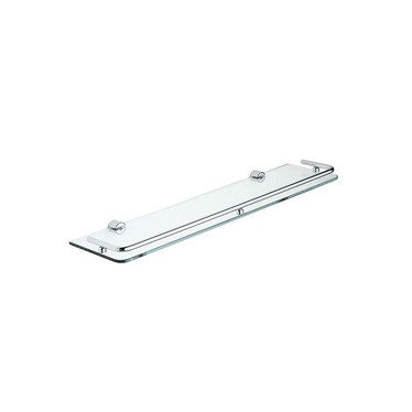 Inda Regalbrett L. 60 cm mit Geländer aus 6 mm gehärtetem Kristallglas, mit Halterungen, Chrom-Finish HOTELLERIE AV408CCR01