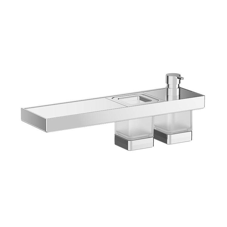 Inda Waschbecken-Set mit Seifenspender, Becherhalter und Ablage, wandmontiert, Chromfinish INDISSIMA_CHROME A88K40CR21