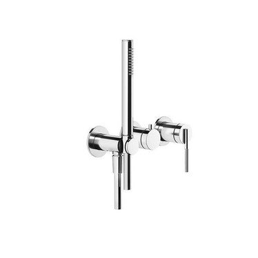 Gessi Duschmischer-Gehäuse, wandmontiert, 2 Ausgänge, mit Umsteller, Wasseranschluss und Duschhalter, ohne Unterputzkörper, Chromoberfläche INGRANAGGIO 63545#031