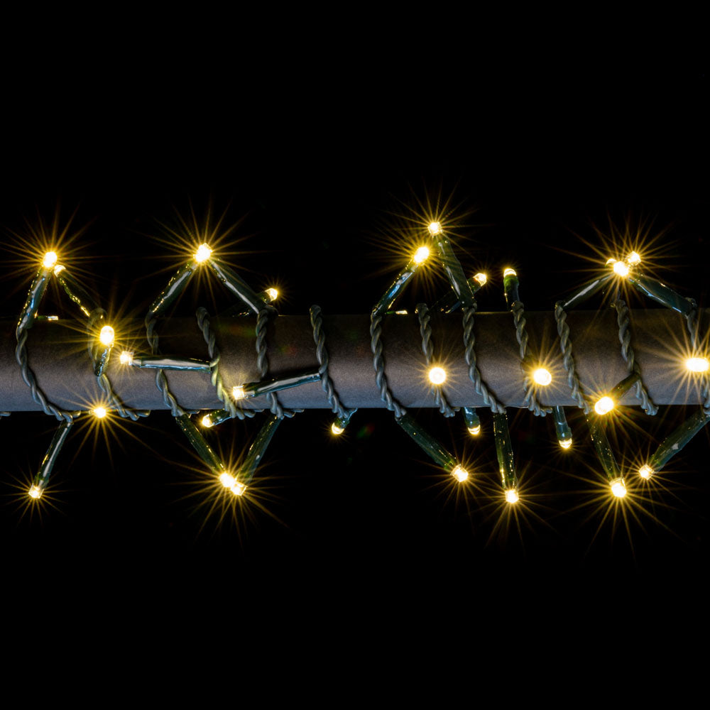 Erste LED-Lichterkette, 100 LEDs, 5 m, warmweiß, IP20