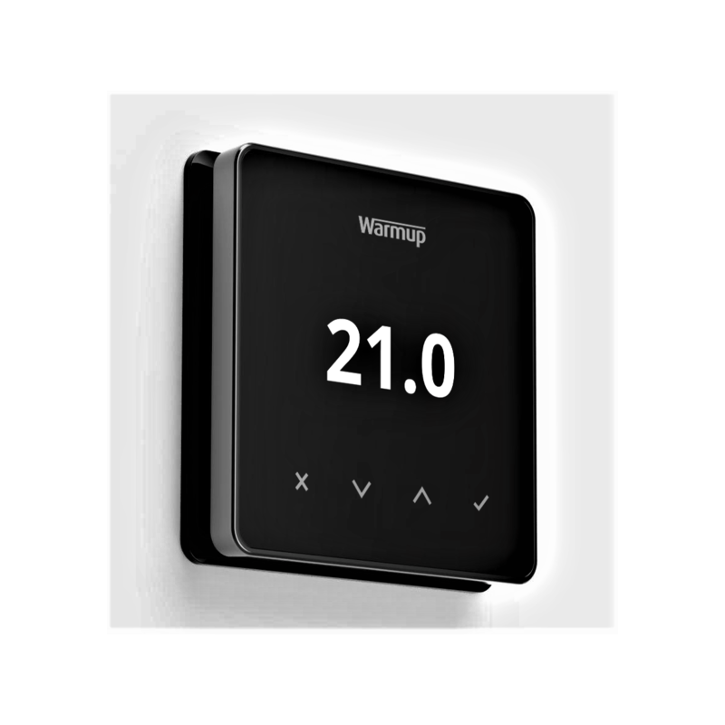 Solarics Warmup EU -wee -co -kw -br2ch - PRE – Intelligenter Thermostatelement WiFi - Black WiFi Thermostat mit Chromrahmen