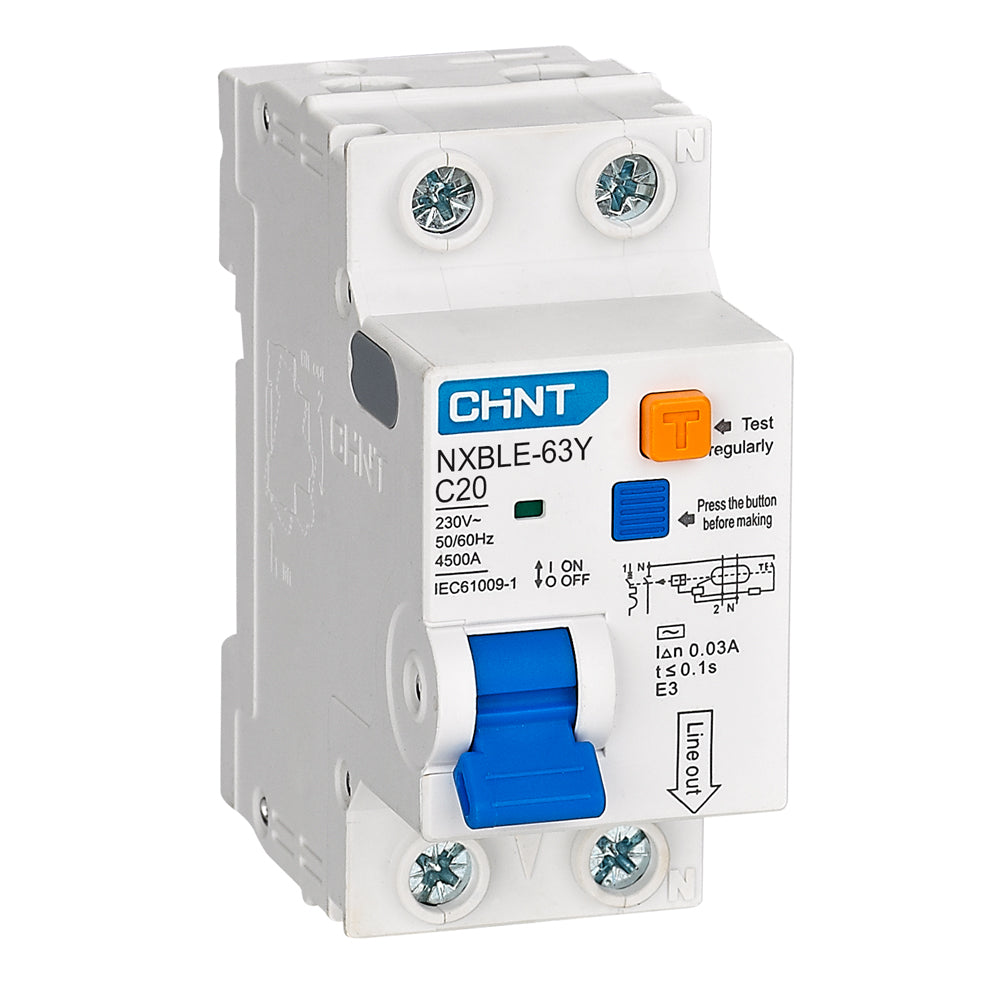 Chint FI/LS-Schalter (RCBO) 1P+N 20 A, 30 mA, 6 kA, Typ AC