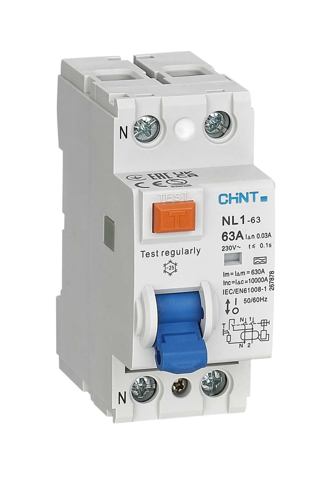 Chint FI-Schutzschalter (RCCB) 2-polig 40 A, 30 mA, 6 kA, Typ AC