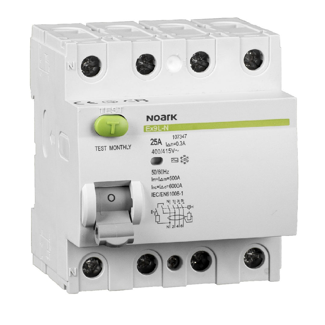 Noark Ex9L-N FI-Schutzschalter 4-polig 63 A, 100 mA, Typ AC