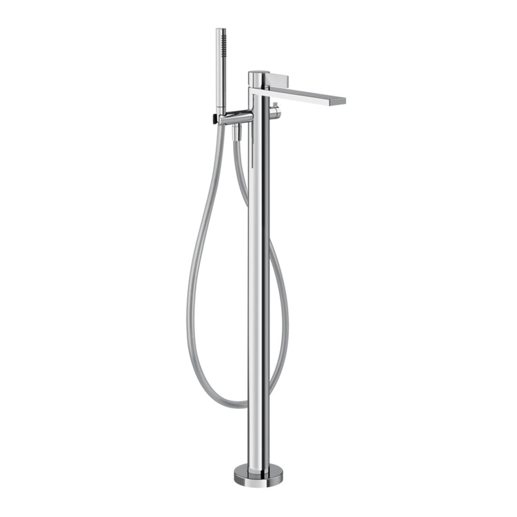 Gessi Bodenmischer für Badewanne, mit automatischem Umsteller und Kalkschutz-Handbrause, ohne Unterputzkörper, Chromoberfläche INVERSO RIGATO 73528#031