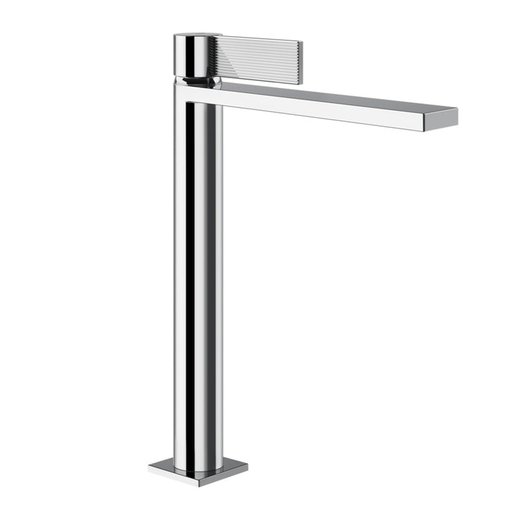 Gessi Hochwaschbeckenmischer H. 32 cm, ohne Abfluss, mit flexiblen Anschlüssen, Chromfinish INVERSO RIGATO 73504#031