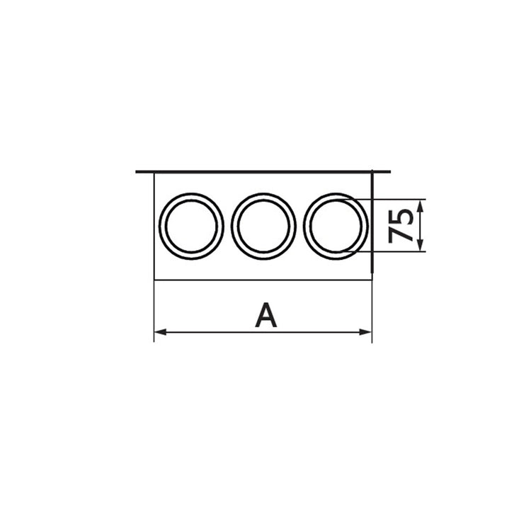 Irsap Box 3 Luftverteiler-Deckel aus verzinktem Stahlblech, 1 Hauptanschluss DN125 + 3 Nebenanschlüsse DN75 A00PLE037512500