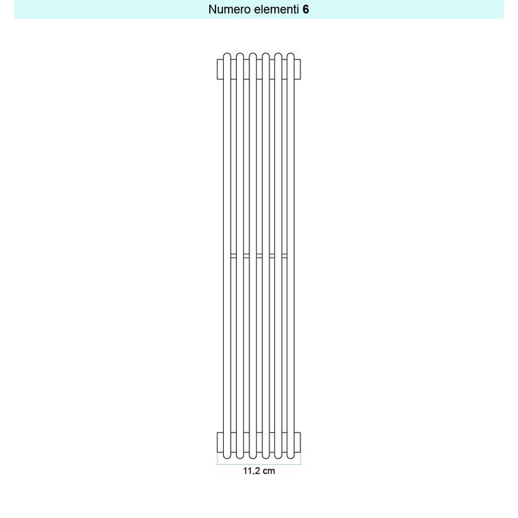 Irsap Design-Heizkörper ARPA 12 vertikal, 6 Glieder, H 52 × B 11,2 × T 4 cm, Weiß Standard glänzend (Farbcode 01) A1205200601IR01A01