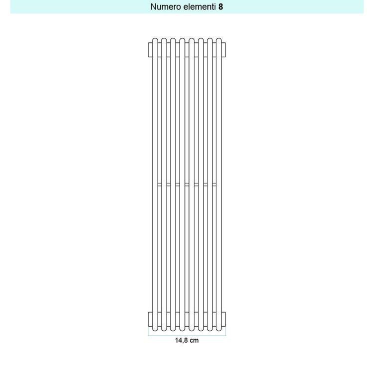 Irsap Design-Heizkörper ARPA 12 vertikal, 8 Glieder, H 70 × B 14,8 × T 4 cm, Weiß Standard glänzend (Farbcode 01) A1207000801IR01A01