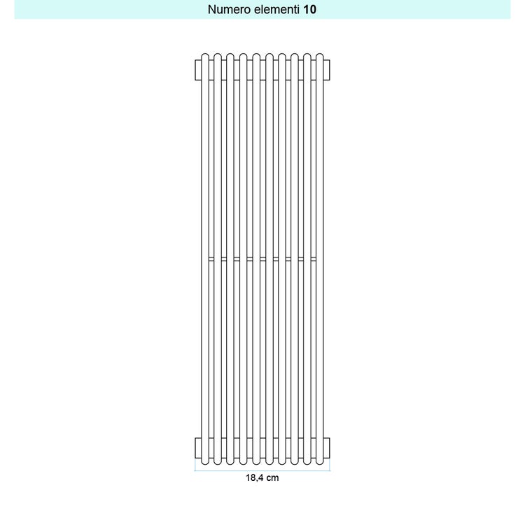 Irsap Design-Heizkörper ARPA 12 vertikal, 10 Glieder, H 152 × B 18,4 × T 4 cm, Weiß Standard glänzend (Farbcode 01) A1215201001IR01A01