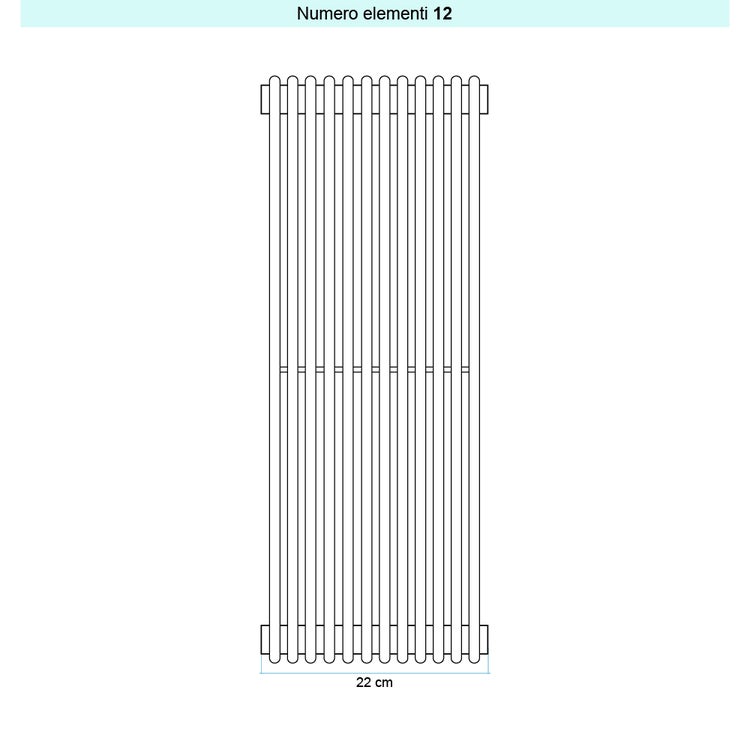 Irsap Design-Heizkörper ARPA 12 vertikal, 12 Glieder, H 222 × B 22 × T 4 cm, Weiß Standard glänzend (Farbcode 01) A1222201201IR01A01