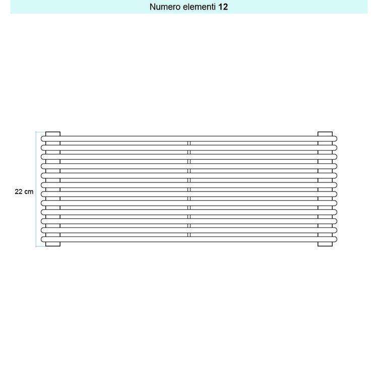 Irsap Design-Heizkörper ARPA 12 horizontal, 12 Glieder, H 22 × B 122 × T 4 cm, Weiß RAL 9016 matt (Farbcode Y5) A12122012Y5IR01H01