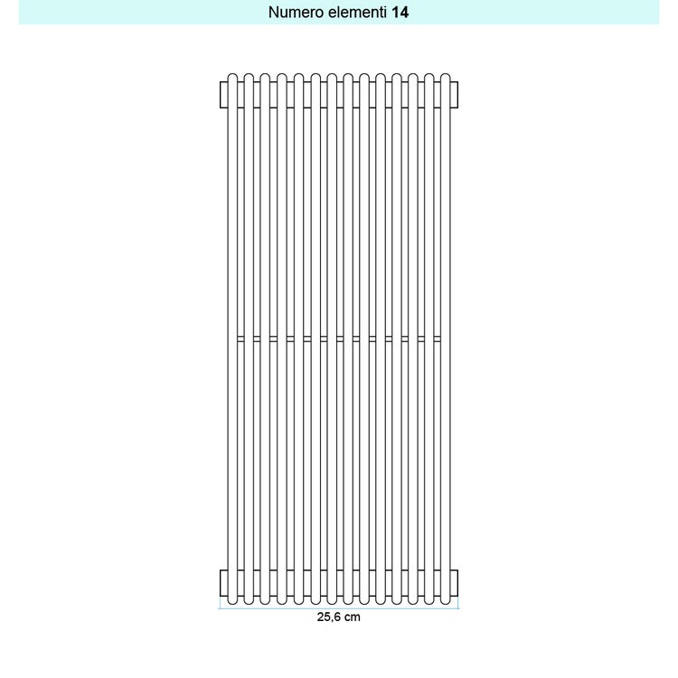 Irsap Design-Heizkörper ARPA 12 vertikal, 14 Glieder, H 152 × B 25,6 × T 4 cm, Agave matt (Farbcode 9N) A121520149NIR01A01