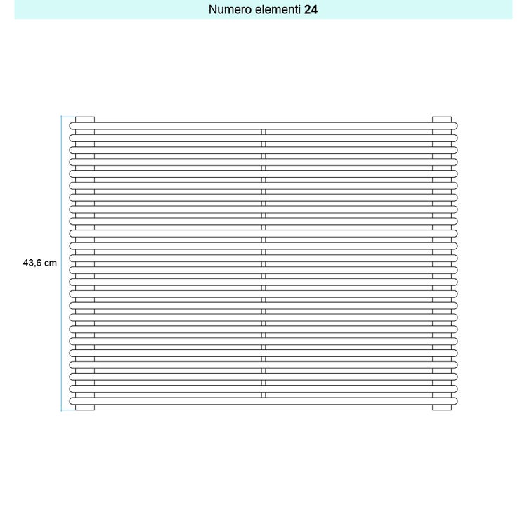 Irsap Design-Heizkörper ARPA 12 horizontal, 24 Glieder, H 43,6 × B 122 × T 4 cm, Silber metallic Strukturlack (Farbcode 6R) A121220246RIR01H01