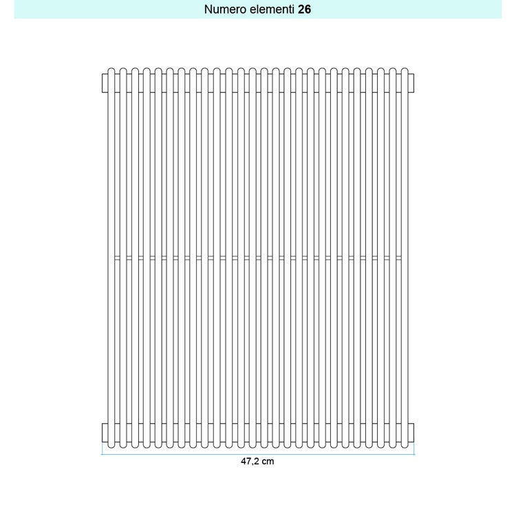 Irsap Design-Heizkörper ARPA 12 vertikal, 26 Glieder, H 122 × B 47,2 × T 4 cm, Weiß RAL 9016 matt (Farbcode Y5) A12122026Y5IR01A01