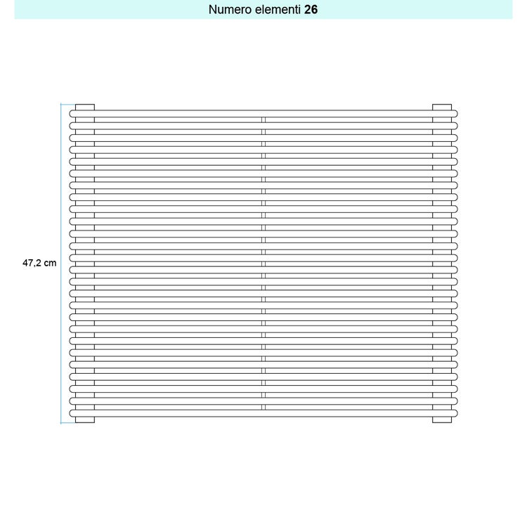 Irsap Design-Heizkörper ARPA 12 horizontal, 26 Glieder, H 47,2 × B 152 × T 4 cm, Weiß RAL 9016 matt (Farbcode Y5) A12152026Y5IR01H01