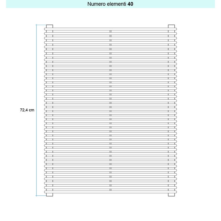 Irsap Design-Heizkörper ARPA 12 horizontal, 40 Glieder, H 72,4 × B 122 × T 4 cm, Weiß Standard glänzend (Farbcode 01) A1212204001IR01H01