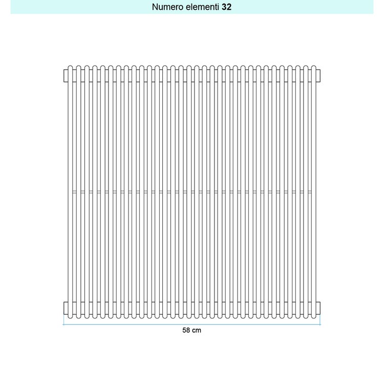 Irsap Design-Heizkörper ARPA 12 vertikal, 32 Glieder, H 65 × B 58 × T 4 cm, Perlgrau Strukturlack (Farbcode L6) A12065032L6IR01A01