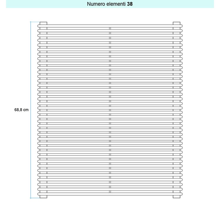Irsap Design-Heizkörper ARPA 12 horizontal, 38 Glieder, H 68,8 × B 92 × T 4 cm, Weiß Standard glänzend (Farbcode 01) A1209203801IR01H01