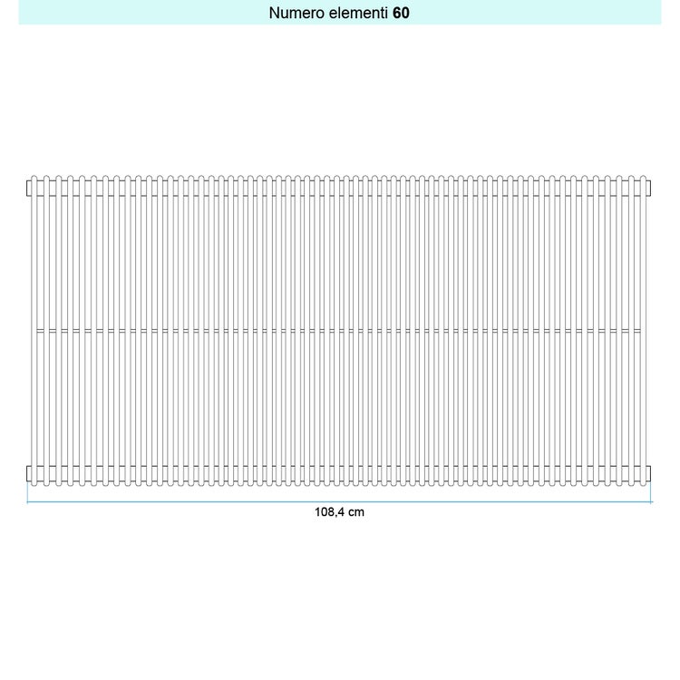 Irsap Design-Heizkörper ARPA 12 vertikal, 60 Glieder, H 65 × B 108,4 × T 4 cm, Hellgrau matt (Farbcode 8N) A120650608NIR01A01