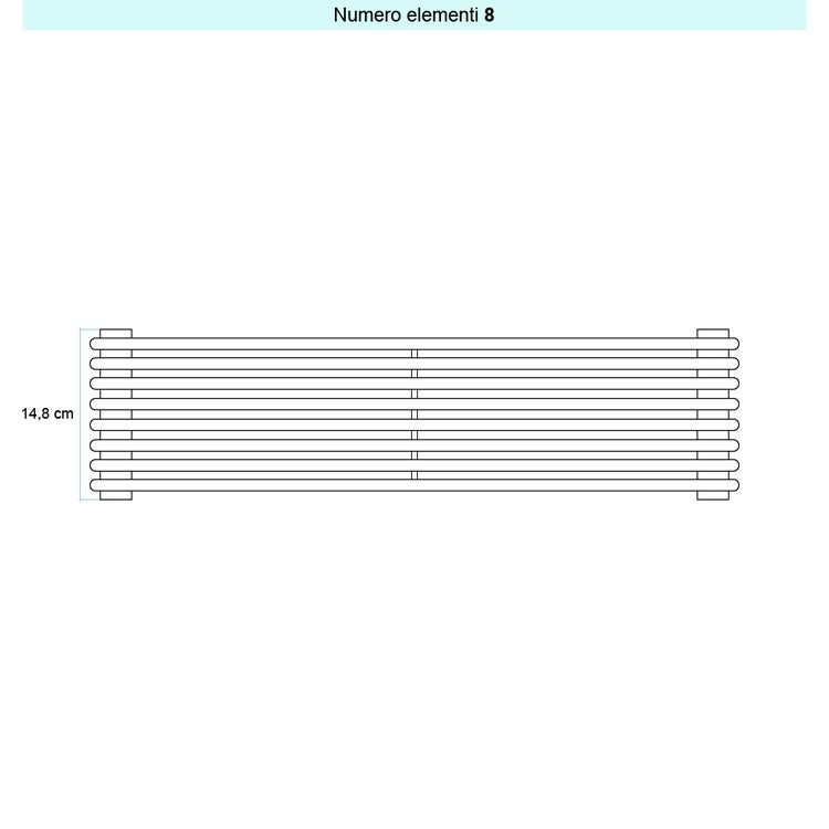 Irsap Design-Heizkörper ARPA 12 horizontal, 8 Glieder, H 14,8 × B 92 × T 4 cm, Schwarz matt (Farbcode K1) A12092008K1IR01H01