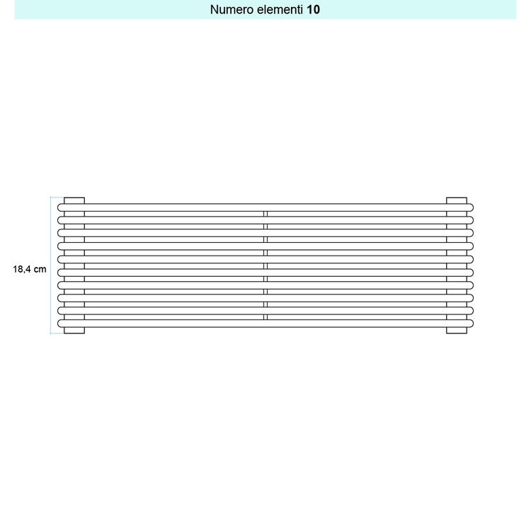 Irsap Design-Heizkörper ARPA 12 horizontal, 10 Glieder, H 18,4 × B 122 × T 4 cm, Weiß Standard glänzend (Farbcode 01) A1212201001IR01H01