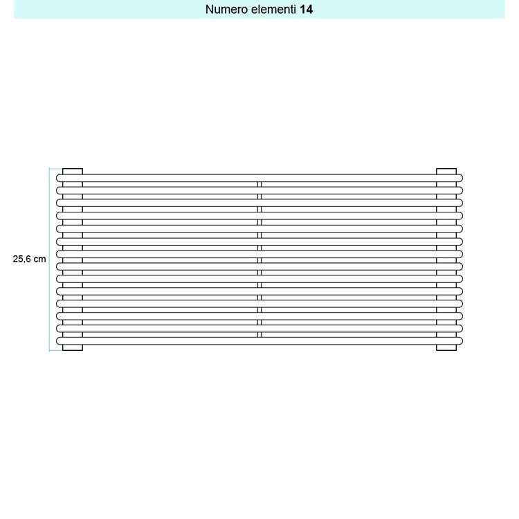 Irsap Design-Heizkörper ARPA 12 horizontal, 14 Glieder, H 25,6 × B 65 × T 4 cm, Weiß Standard glänzend (Farbcode 01) A1206501401IR01H01