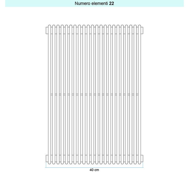 Irsap Design-Heizkörper ARPA 12 vertikal, 22 Glieder, H 182 × B 40 × T 4 cm, Blaulila RAL 4005 seidenmatt (Farbcode 65) A1218202265IR01A01