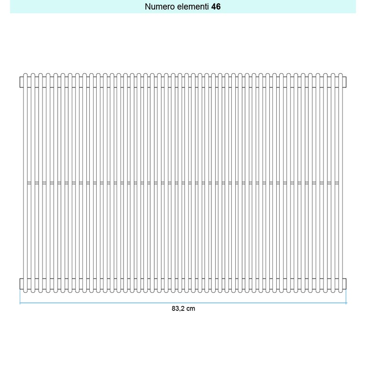 Irsap Design-Heizkörper ARPA 12 vertikal, 46 Glieder, H 152 × B 83,2 × T 4 cm, Elfenbein RAL 1013 glänzend (Farbcode 02) A1215204602IR01A01