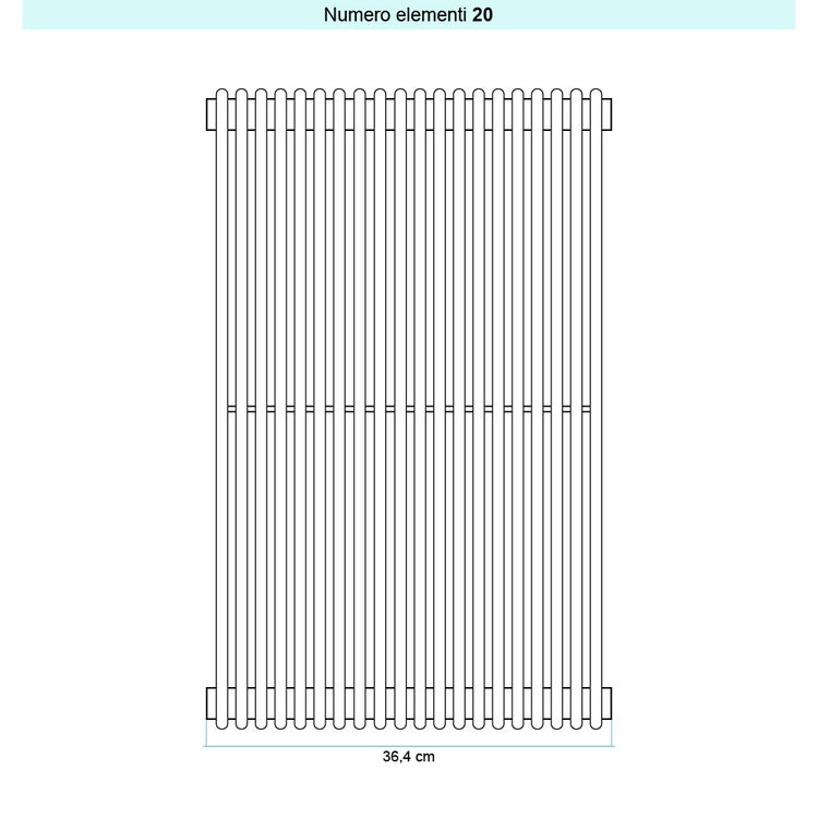 Irsap Design-Heizkörper ARPA 12 vertikal, 20 Glieder, H 182 × B 36,4 × T 4 cm, Mittelgrau Strukturlack (Farbcode 4D) A121820204DIR01A01