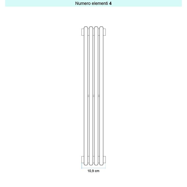 Irsap Design-Heizkörper ARPA 18 vertikal, 4 Glieder, H 55 × B 10,9 × T 4,6 cm, Weiß Standard glänzend (Farbcode 01) A1805500401IR01A01