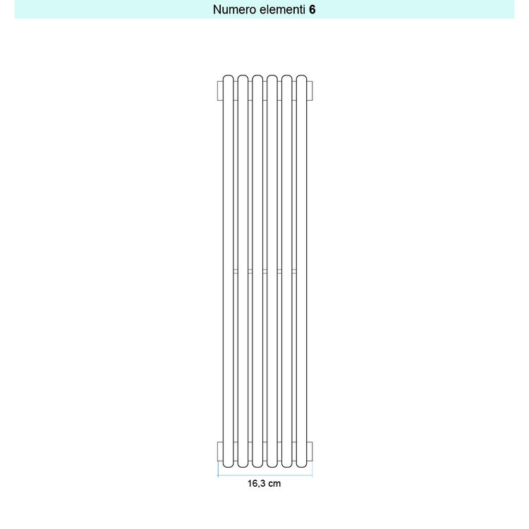 Irsap Design-Heizkörper ARPA 18 vertikal, 6 Glieder, H 222 × B 16,3 × T 4,6 cm, Weiß Standard glänzend (Farbcode 01) A1822200601IR01A01