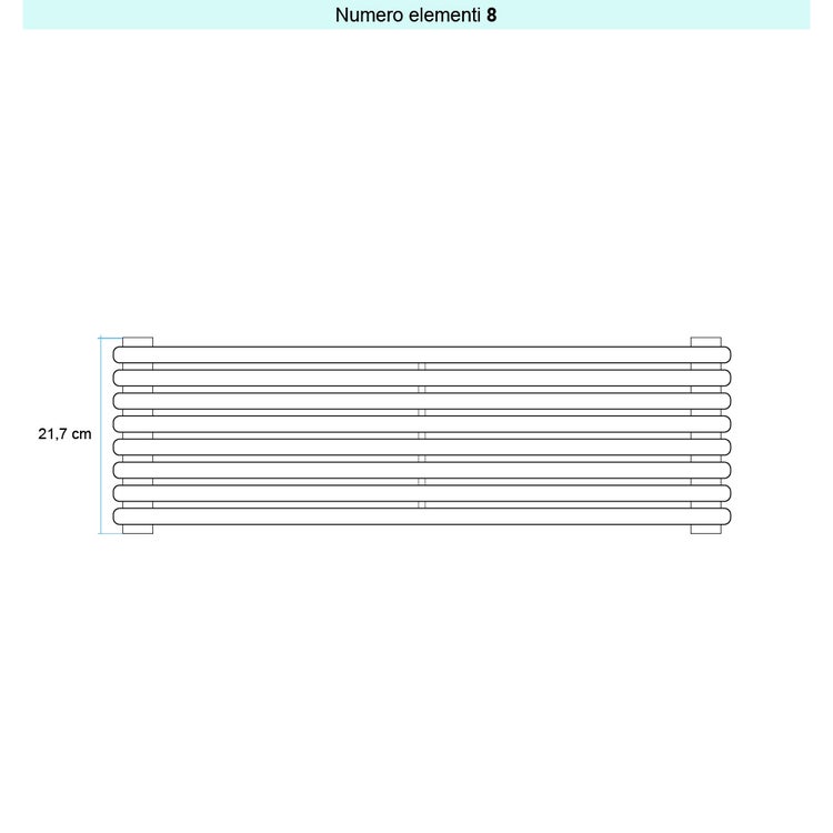 Irsap Design-Heizkörper ARPA 18 horizontal, 8 Glieder, H 21,7 × B 122 × T 4,6 cm, Weiß RAL 9016 matt (Farbcode Y5) A18122008Y5IR01H01