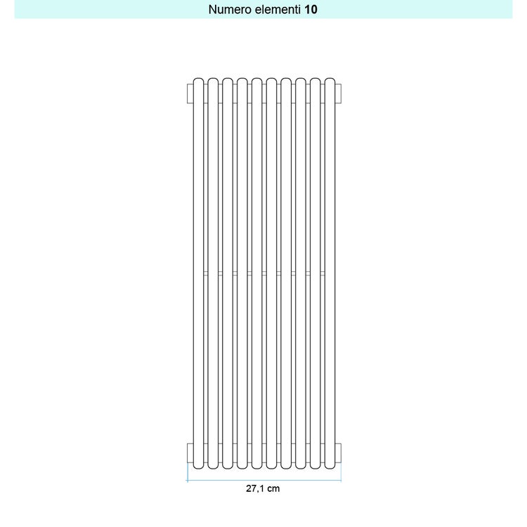 Irsap Design-Heizkörper ARPA 18 vertikal, 10 Glieder, H 182 × B 27,1 × T 4,6 cm, Quartz 2 Strukturlack (Farbcode 2C) A181820102CIR01A01