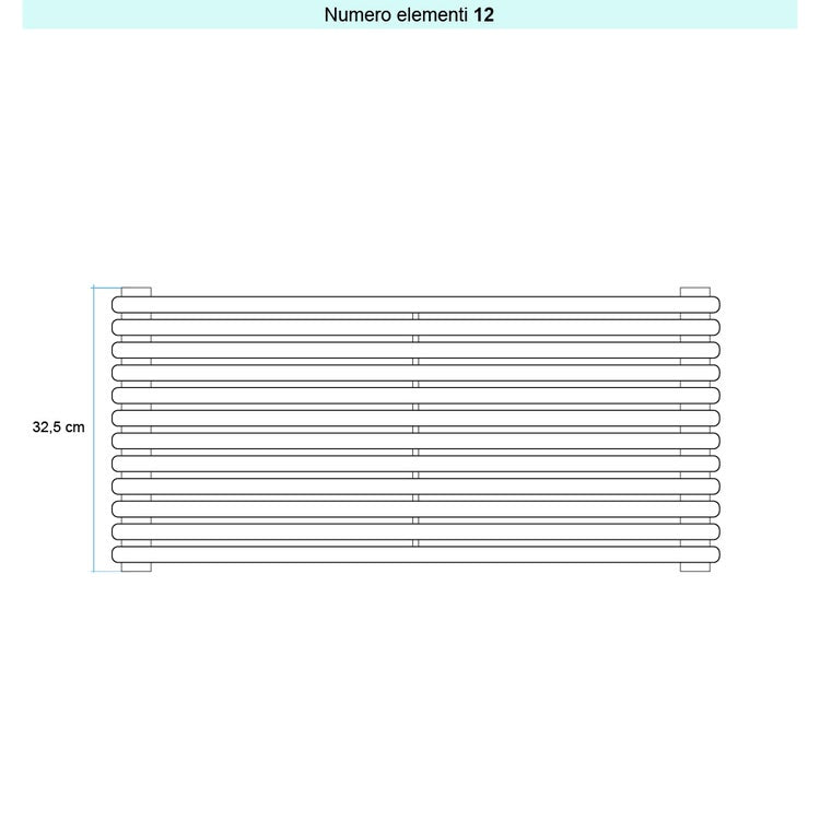 Irsap Design-Heizkörper ARPA 18 horizontal, 12 Glieder, H 32,8 × B 122 × T 4,6 cm, Silber metallic Strukturlack (Farbcode 6R) A181220126RIR01H01